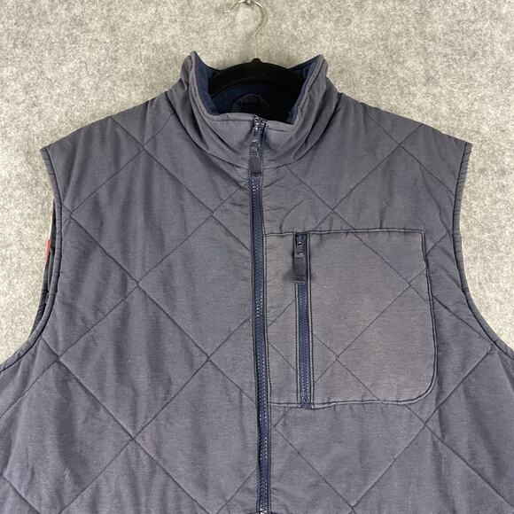 Chaps Ralph Lauren Quilted Vest Mens Large Blue US Flag Full Zip Faded Patriotic - Picture 3 of 12